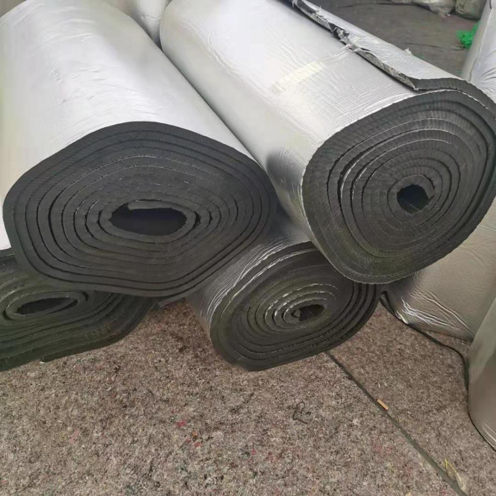 增富 背膠橡塑保溫棉墻體隔音棉阻燃壓花鋁箔防曬自粘保溫板